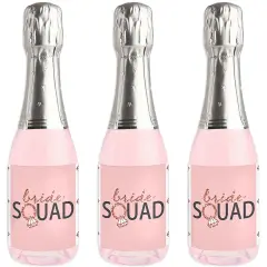 Big Dot of Happiness Bride Squad - Mini Wine & Champagne Bottle Label Stickers - Rose Gold Bridal Shower or Bachelorette Party Favor Gift - Set of 16