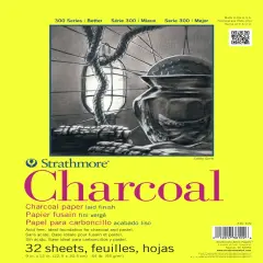 Strathmore White Charcoal Paper Tape Bound Pad 9"X12"-32 Sheets