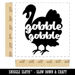 Thanksgiving Turkey Silhouette Gobble Gobble Self-Inking Rubber Stamp Ink Stamper Blue