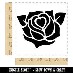 Rose Heart Center Self-Inking Rubber Stamp Ink Stamper Blue