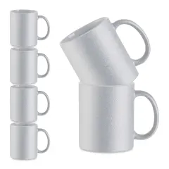 Craft Express Sublimation Printing Ceramic Mug - 11 oz, Silver Glitter, Pkg of 6