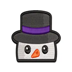 Peeking Snowman Winter Christmas Multi-Color Embroidered Iron-On or Hook & Loop Patch Applique