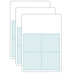 0.25" Graph Dry Erase Board, 11" x 16", Pack of 3