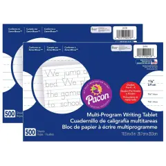 Multi-Program Handwriting Paper, 1-1/8" Ruled (Long Way), White, 10-1/2" x 8", 500 Sheets Per Pack, 2 Packs