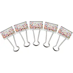Confetti Binder Clips, Medium, 8 Per Pack, 6 Packs
