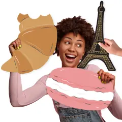 Big Dot of Happiness Stars Over Paris - Eiffel Tower, Macaroon and Croissant Decorations - Parisian Themed Party Large Photo Props - 3 Pc