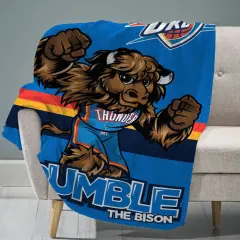Sleep Squad Oklahoma City Thunder Rumble The Bison Mascot 60&rdquo; x 80&rdquo; Raschel Plush Basketball Blanket