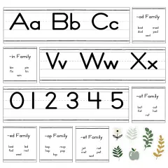 Carson Dellosa 52-Piece Farmhouse Manuscript Alphabet and Number Line Bulletin Board Set, Alphabet and Number Line, Phonics Posters, and Modern Farmhouse Classroom Cutouts, Farmhouse Classroom Decor