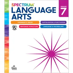 Spectrum Grade 7 Language Arts Workbook, ELA Middle School Books for Kids Ages 12-13 Covering Grammar, Vocabulary, Sentence Structure, Parts of Speech, and More, Classroom or Homeschool Curriculum