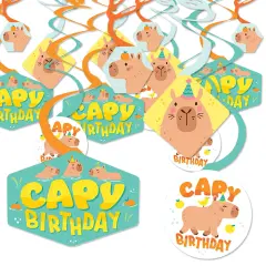Big Dot of Happiness Capy Birthday - Capybara Party Hanging Decor - Party Decoration Swirls - Set of 40