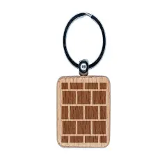 Brick Wall Rectangle Pattern Background Engraved Wood Square Keychain Tag Charm