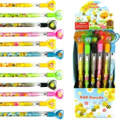 TINYMILLS 24 Pcs Bumble Bees Honeybees Multi Point Stackable Pencil with Eraser for Party Favors