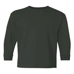 Gildan&reg; Heavy Cotton Youth Long Sleeve Crew-Neck T-Shirt Forest green