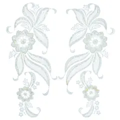 Vintage Daisy With Leaf Bridal Applique/Patch 2 Pack - 17" x 6 1/2" White