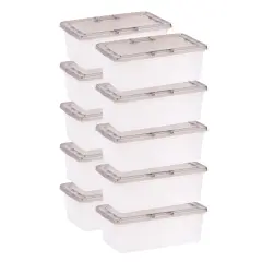 IRIS USA 6 Quart Snap Top Plastic Storage Box, 10 Pack