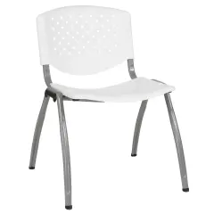 Emma and Oliver Home and Office Plastic Stack Chair with Perforated Back - Guest Chair White