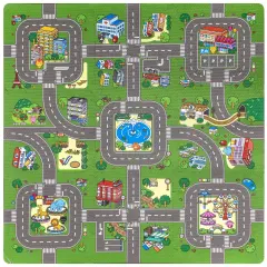 Sorbus Interlocking Traffic Puzzle Play Mat - Fun for bedroom, playroom, nursery, indoor playground, interactive display, and more (9 Tiles)
