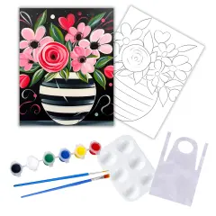 "Spring Vase" DIY Canvas Art Kit, Adult Beginner, Acrylic Paint Size 11x14 inch
