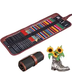 Heshengping Sketch & Drawing Art Pencil Kit-50 Piece Set, Include 24 Color Pencil(For Adult Kid Coloring Books) & Graphite Charcoal-Pencil Etc., Art Supply Ideal for Adult, Kid,Student, Beginner