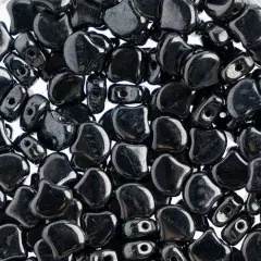 John Bead Czech Glass Metallic Ginko Beads, 50g Jet Hematite