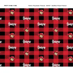 Sykel Enterprises-University of Nebraska Fleece Fabric-Nebraska Cornhuskers Buffalo Plaid Fleece Blanket Fabric-Sold by the yard