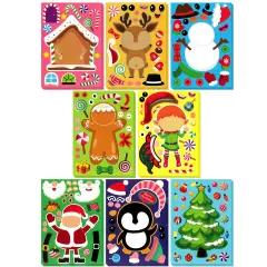Wrapables Make Your Own Christmas Stickers, DIY Make a Face Sticker Sheets, Holiday Crafts and Activities, Party Favors (24 Sheets) Santa and Buddies