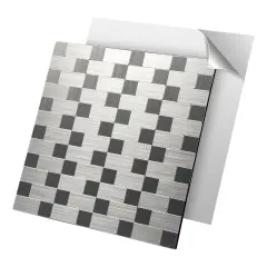 10-Pck Peel and Stick Metal Backsplash Tile Bath Kitchen Mosaics Wall