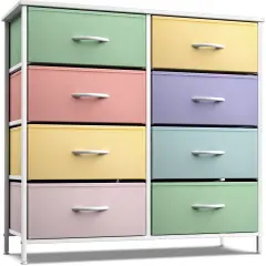 Sorbus Extra Wide Dresser Organizer With 8 Drawers - Large Storage Furniture for Bedroom, Hallway, Living Room, Nursery & Closet Tie dye pastel