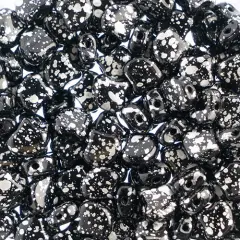 John Bead Czech Glass Splash Ginko Beads, 50g Jet Silver