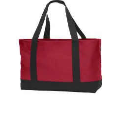 Port Authority&reg; Day Tote Bag- 600 denier polyester canvas Chili red/ black