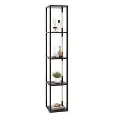 Floor Lamp with 3-Level Dimmable LED Bulbs and Rotatable LED Poles Walnut