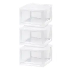 IRIS USA 3Pack 14.5qt Stackable Plastic Storage Drawers, White