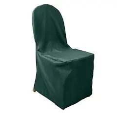 Set of 12 Polyester Banquet Chair Covers for Wedding Decor Hunter green