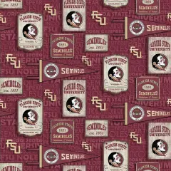 Sykel Enterprises-Florida State University Cotton Fabric-FSU Seminoles Vintage Pennant Cotton Quilting Fabric