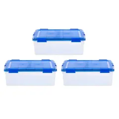 IRIS USA 3Pack 41qt WEATHERPRO Airtight Plastic Storage Bin with Lid and Seal and Secure Latching Buckles