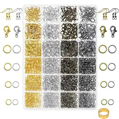3200 Pieces Jewelry Necklace Repair Kit with Jump Rings, Clasps and Earring Hooks for Jewelry Making Supplies, Earring Making Findings and Necklace Bracelets Repair