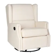 Merrick Lane Abby 3-in-1 Wingback Manual Recliner Rocker Swivel Glider Chair Cream