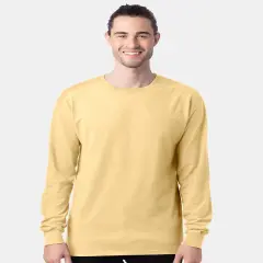 Hanes&reg; Unisex Garment-Dyed Long Sleeve T-Shirt Sum squash yellow