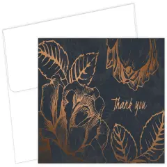 Great Papers! Thank You Note Card and White Envelope, Copper Foil Flower, 4.75" x 3.375"(folded), 50 count