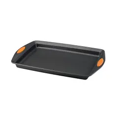Nonstick Bakeware with Grips, Nonstick Cookie Sheet / Baking Sheet - 11 Inch x 17 Inch, Gray with Orange Grips