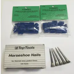 Horseshoe Nails (100 Nails) & Lead & Glass Stop Blocks (2 Bags)
