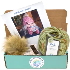 DIY Winter Hat Knit Kit. Includes Bulky Superfine Merino Wool Yarn, Printed Pattern, Pom-Pom, Rim Tag. Soft, Cozy, Great for Gifts Devotion
