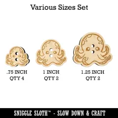 Kawaii Octopus Wood Buttons for Sewing Knitting Crochet DIY Craft
