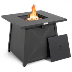 30 Inch Square Propane Gas Fire Table with Waterproof PVC Cloth Cover