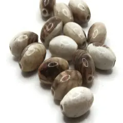 15 13mm Brown and Cream Plastic Oval Beads