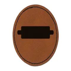 Rolling Pin Solid Baking Round Iron-On Engraved Faux Leather Patch Applique - 2.5" Brown