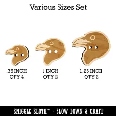 Clever Raven Head Wood Buttons for Sewing Knitting Crochet DIY Craft