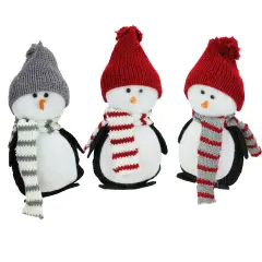 Northlight Plush Penguins with Hats and Matching Scarves Christmas Figures - 6" - Set of 3 Black