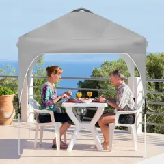 6.6 x 6.6 Feet Outdoor Pop Up Height Adjustable Canopy Tent with Roller Bag Grey