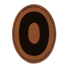 Letter O Uppercase Fun Bold Font Round Iron-On Engraved Faux Leather Patch Applique - 2.5" Brown